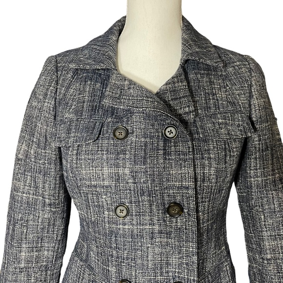 Linen Blend Blazer 4 Banana Republic Double Breasted Crosshatch Tweed Jacket - Picture 5 of 14